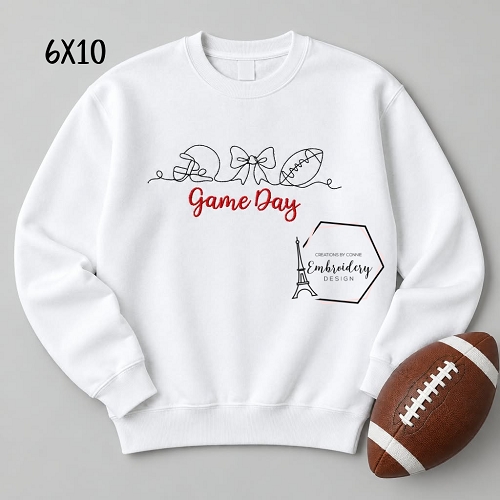 Game Day Line Art Embroidery Design - 6x10